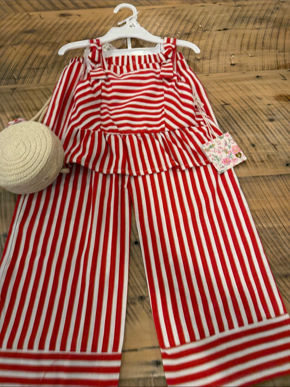 btween Red and White Striped Girls Matching Set